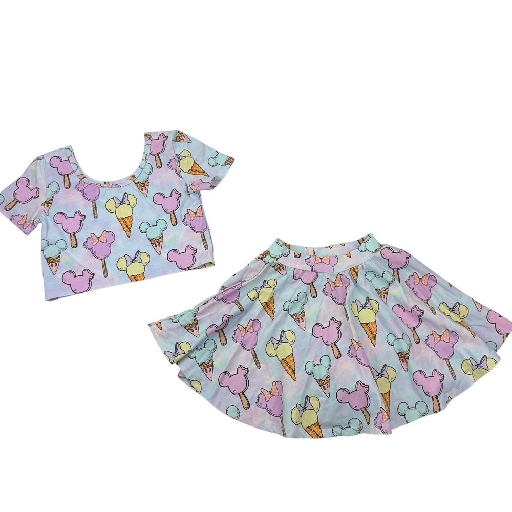 Wild Rich Kids WRK Disney Mickey Ice Cream Top & Skirt Set, Size 9/10